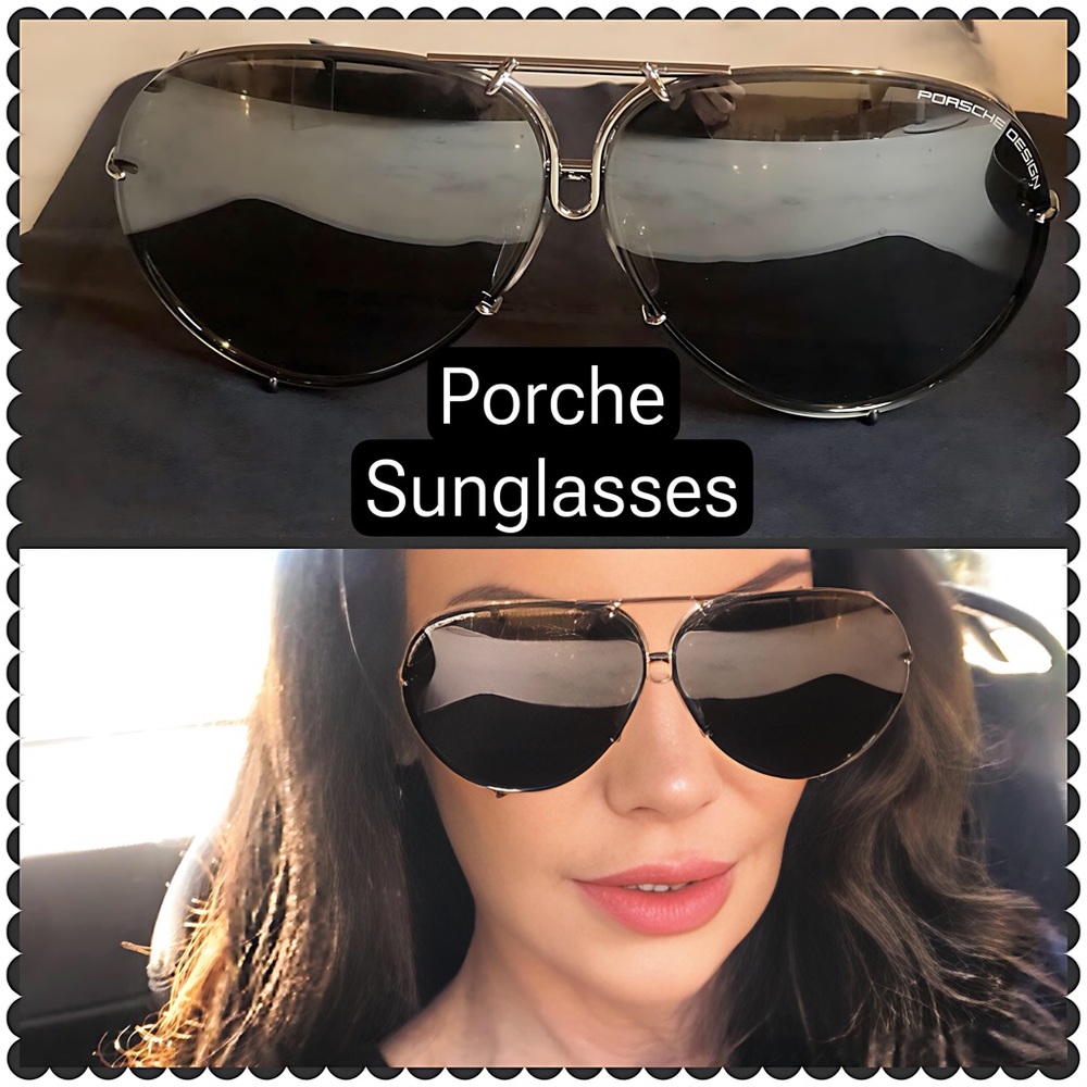 - Porsche Design Titanium Silver Grey Gradient Sunglasses Unisex p8478b